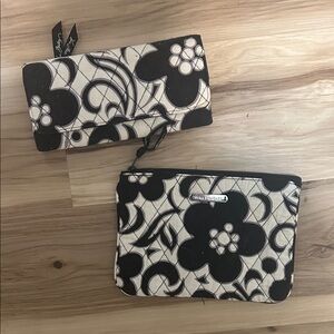 Vera Bradley Black and Cream Floral Wallet Set